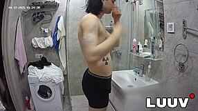 feeling so connected as luuv tattooed alice joins her boyfriend in the shower with webcam on.