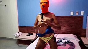 Wow, My Brunette Stepsister Wants to Celebrate Halloween in Hotel Bed, Shakes Sexy Hips, and Gets Naked!