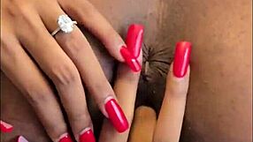 Hot Ebony Slut Fingers Her Pierced Pussy!