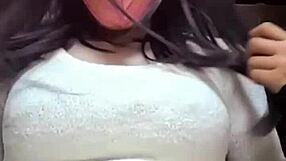 Masked Japanese Shemale In Crossdressing Assfucks And Masturbates During Stream