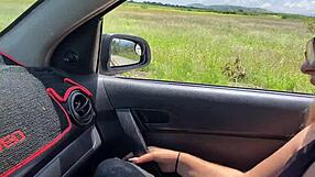 Curvy Black BBW Flashes And Fucks In Car For Gas Money