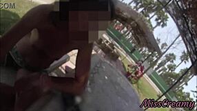 real flash - naked in the public park, i touch my stepfather's cock while strangers watch us, she says as we grope outdoors.