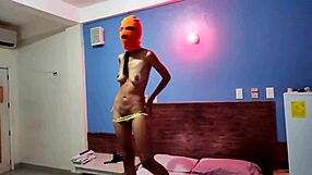 Wow, My Brunette Stepsister Wants to Celebrate Halloween in Hotel Bed, Shakes Sexy Hips, and Gets Naked!