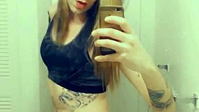 Is the hot tranny teasing her clitty in panties, horny and sexy with small cock?