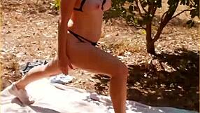 wifey tries nude public yoga in lingerie