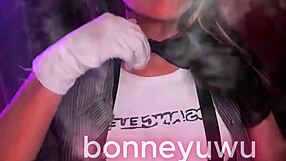 Bartender pays Bonney for dildo sucking.