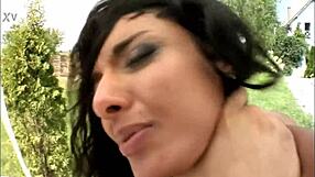 Euro babe Loona Luxx gets anal double fuck and creampie outdoors!