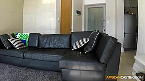 Ebony babe gets wig snatched and big ass smashed by monster cock in garage casting