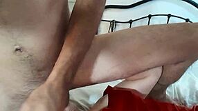 French amateur in satin lingerie performs deepthroat and rimjob close up