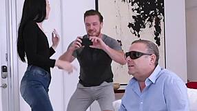 stepbrother fucks stepsister next to dad