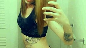 Is the hot tranny teasing her clitty in panties, horny and sexy with small cock?