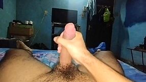 Muscular bisexual guy delivers dirty talk while jerking off solo in hot fetish session