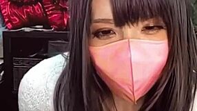 Masked Japanese Shemale In Crossdressing Assfucks And Masturbates During Stream
