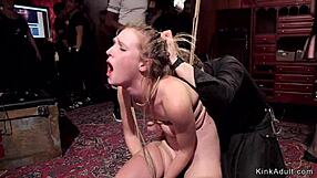 i feel the pain and pleasure as slaves fuck in bondage at this bdsm party, tied up and rough.