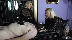 Blonde Mistress Athena Plays Cruel Game with Lady Dark Angel