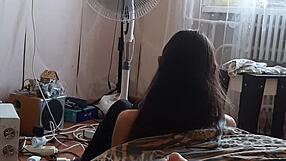 Stepsister Reads Book While I Jerk Off Big Clit Behind Her