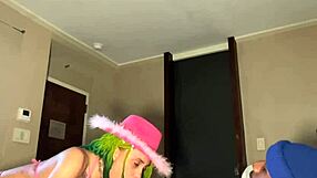 Whoa, this petite ebony slut takes that BBC deep in her throat and pussy for a massive creampie! 😈