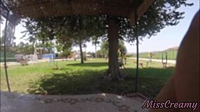 real flash - naked in the public park, i touch my stepfather's cock while strangers watch us, she says as we grope outdoors.