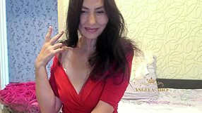 Angela-Milf Strips Showing Hairy Cunt And Holes On Couch