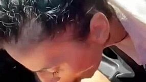 Gabriella receives cum after sucking Speedy's cock and balls