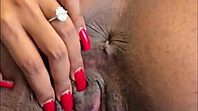 Hot Ebony Slut Fingers Her Pierced Pussy!