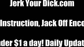 Mistress commands slave to jerk off and cum in humiliation.