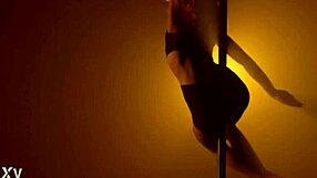 Sensual Pole Dance Strip Tease: Clothes Ripped Off Shaved Pussy?