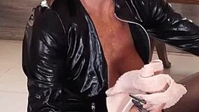 Shaving a friend's dick in new hot videos with blonde blowjob and leather lingerie