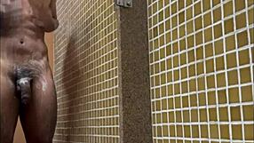 Shower Spy In Lockerroom Watches Brazilian With Big Black Cock Bathing