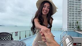 Gorgeous Spanish Blanca tries Russian white cock on vacation