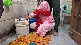 bhabhi gets rough assfucking while washing clothes in bathroom outdoors