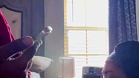 Curvy Amateur Pornstar Performs Sloppy Toppy with Cum in Mouth and Ball Licking for Black Men