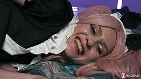 Una Fairy, the horny maid, moans loudly during wild fucking with big cock.