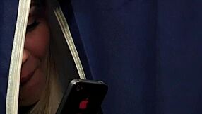 Gorgeous babe enjoys facial in cfnm voyeur handjob action