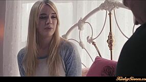 Blonde girlfriend surprises bf with erotic sex, kissing and big cock in pussy