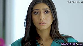 sweet teen massages hot babe's pussy after