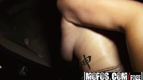 Julie Kay's ebony ass flashing in outdoor pickup