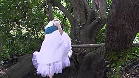 Wife masturbate on a tree