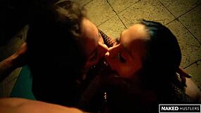 Bad ass bitches sucking and fucking big cocks on music video set with curvy big tits and wet pussy