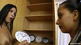 brazilian lezdom licks shaved pussy in girl on girl muff diving session