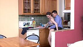 German milf gets fucked and facialized in kitchen