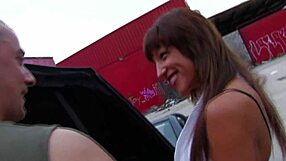 Fayna Vergara fucks outdoors in stockings and lingerie