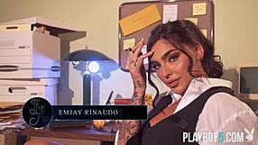 Gorgeous Brunette Milf Gamer Emjay Rinaudo Sensual Office Striptease