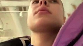 bbw gives blowjob in public