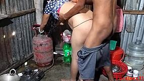 Village girl gives best doggystyle fuck outdoors! Indian milf takes cum in mouth on ranch.