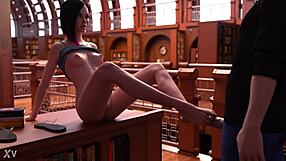 i'm a hot teen giving footjob to huge cock in public library
