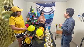 hey, check out this real homemade threesome with two girls and a guy getting wild together