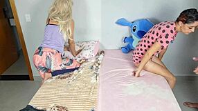 Stepfather fucks wife in front of stepdaughter