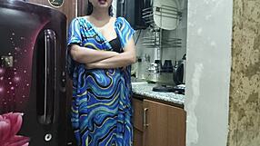 Indian Stepmom Watches and Fucks Her Stepson in the Kitchen