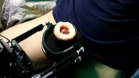 Super masturbation machine with powerful moans from cute bodybuilder